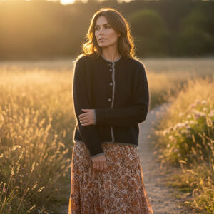 Venesha Vintage Angora Soft Black Cardigan Cozy Minimalist Boho Aesthetic Medium